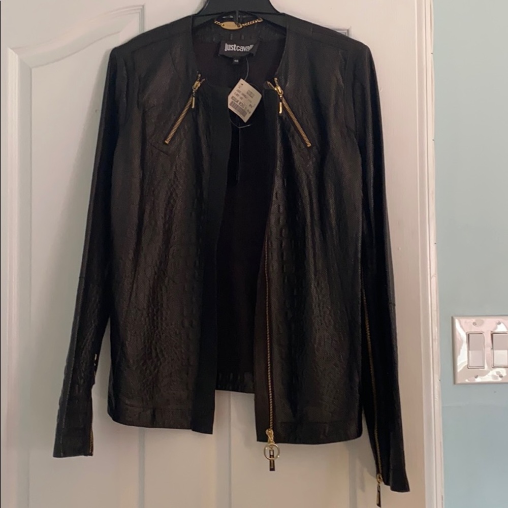 Leather just cavalli jacket